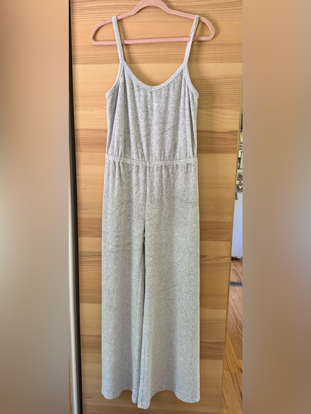 Suzie Kondi Light Gray Velvet Sleeveless Jumpsuit NWT
